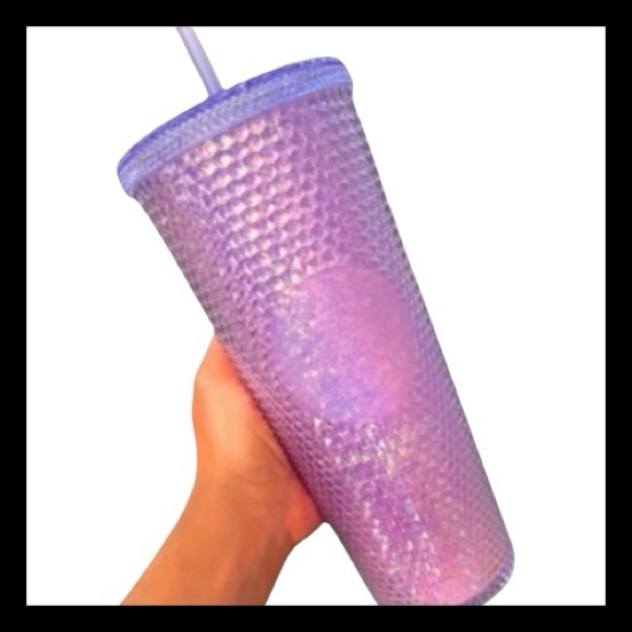 Starbucks Other - 2021 Starbucks China Iridescent Purple Glitter Studded 24oz Tumbler Straw Cup